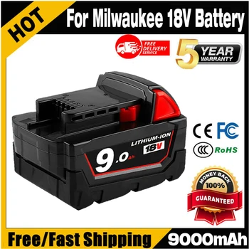 Батерии за литиево-йонна батерия Milwaukee M18B5 XC 18v 9.0/6.0/12.0 Зарядно устройство Ah за Milwaukee M18 12V ~ 18V
