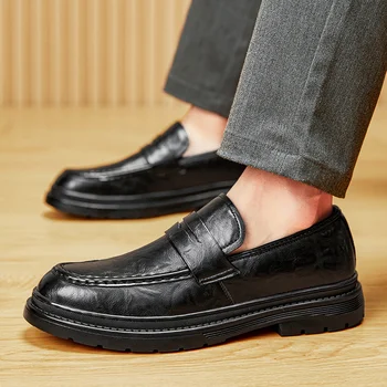 Мъжки Обувки от естествена кожа, Ежедневни Луксозна Марка, на Официална Мъжка S, Лоферы, Мокасини, Италиански Дишащи Мъжки Обувки-лодка без скрепителни елементи, по-Големи Размери