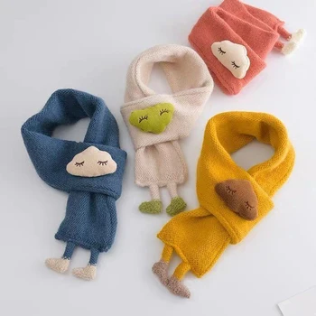 Детски шал с Анимационни Облак, Зимни топли възли шалове за малки момчета и момичета, сладък обикновен мек загрята на Шийката на носна кърпичка за деца