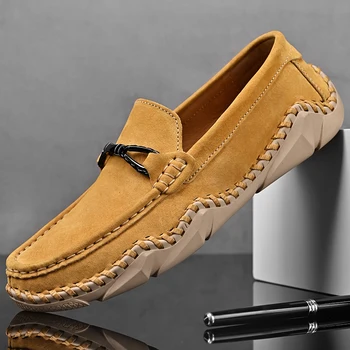 Мъжки Лоферы ръчно изработени от естествена кожа, Всички Меки мъжки Обувки за шофиране Ръчно изработени Върху плоска подметка, Мъжки Ежедневни обувки