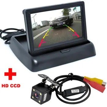 Bileeko Автоматична система за помощ при паркиране Автомобилна камера за обратно виждане с 4.3-инчов цветен LCD дисплей Автомобилна Видео Сгъваема Мониторная камера