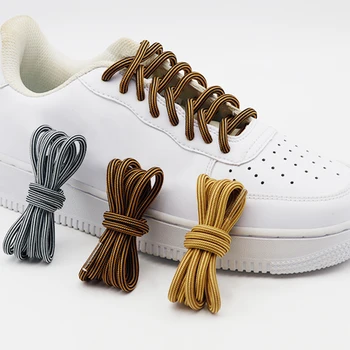 1 чифт Висококачествени 5 мм двухцветных Шарени Кръгли Полиестерни Връзки За Работни Обувки, Обувки Martin, Кожени Обувки, Връзки за Обувки