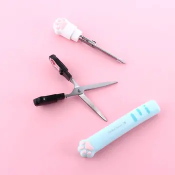 Сладки Мултифункционални Ръчни ножици от неръждаема Стомана, мини преносими Ножици за рисуване Котешки лапой Kawaii, Канцеларски материали
