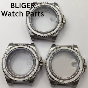 BLIGER 40 мм сребрист стерилна корпус, сапфирен кристал, корпус за часовника от неръждаема стомана, механизъм NH35 PT5000