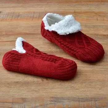 1 чифт Женски есенно-зимни чорапи за възрастни, топли плюшени чорапи, възли Дебели вълнени чорапи за помещения, Преносими Прости Чорапи
