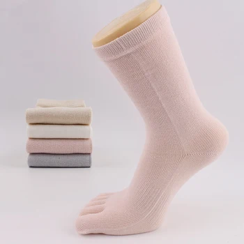 1 чифт Женски Едноцветни Чорапи с пръсти по 5 пръста, Есенни Елегантни Дамски Чорапи с чорапи, Абсорбиращи потта, Памучни Къси чорапи WSB003