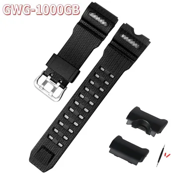 Черен силиконов каишка за часовник Casio GWG-1000GB Смарт гривна, сменяеми каишки за часовници, каишка GWG1000GB