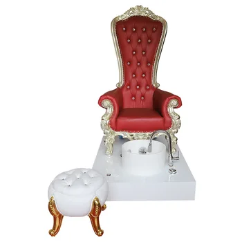 Луксозен кралския трон салон Модерна Безконтактен система Джакузи Трона за краката Спа Сребърна рамка кралския педикюрного столове