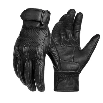 Мотоциклетни ръкавици Класически Ретро от кожа с пълна с пръст, дишащи, с touch screen, защитни, за мотокрос, квадроцикла, Велосипедни ръкавици