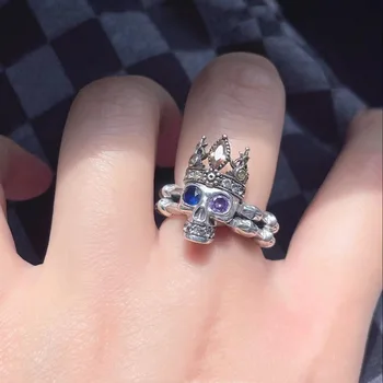 FoYuan синьо-виолетовият циркониевое пръстен-скелет: нова тенденция, лесно лукс, високо качество и нишевый дизайн, изискан ретро короната