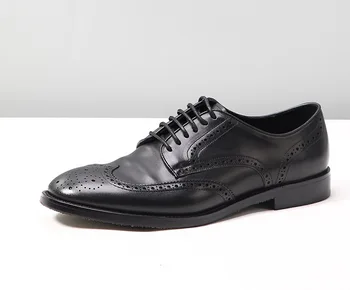 Бизнес и Официални Мъжки Луксозни Маркови обувки с Високо Качество, Класически Черни Мъжки обувки за Сватба, Нескользящие мъжки модел обувки