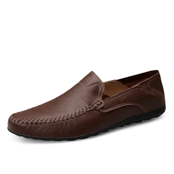 Мъжки ежедневни обувки от естествена кожа, луксозни Маркови дизайнерски мъжки Лоферы, Мокасини, Дишащи мъжки обувки-лодка без скрепителни елементи, по-Големи размери 37-47
