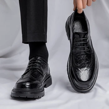 2023 Мъжки Модел кожени обувки-Oxfords с Перфорации тип 