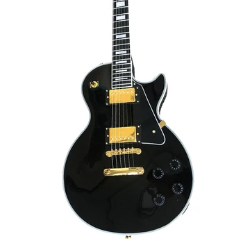Custom shop Произведено в Китай LP Благородна електрическа китара от черно дърво с подплата на лешояд и лада Безплатна доставка