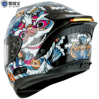 Мотоциклет шлем Kuqibao, пълен с каска, персонални каска за мотокрос, фарове за лещи със задните светлини точка/сертифициране на ECE
