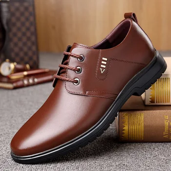 Мъжки кожени обувки, Класически модел обувки с кръгло бомбе, бизнес ежедневни обувки, мъжки обувки за сватба, Оксфордские официални обувки, Zapatos Голям размер