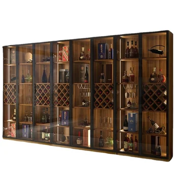 Винен шкаф за всекидневната, Домакински висококачествени Подови Стъклена врата, Стенен Гардероб и за съхранение на Вино, Стелаж за дисплея