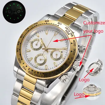Персонализирайте своя собствена икона 39,3 мм, луксозни маркови мъжки часовник, корпус от неръждаема стомана, мъжки бизнес месечни часовници, Код на време VK63