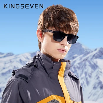 Истинска марка KINGSEVEN Квадратни Ретро градиентные поляризирани очила Дамски Мъжки модел от въглеродни влакна, спортни очила на открито