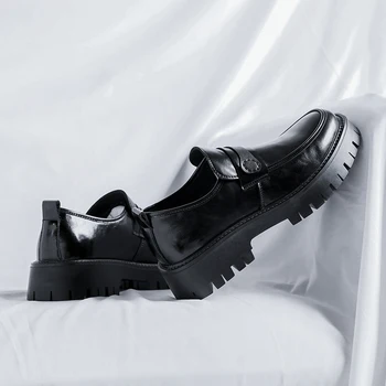 2023, Ежедневни бизнес обувки на платформа, Които растежа, Мъжки обувки от британската лачена кожа, Мъжки Оксфордские Модела обувки, Официални мъжки обувки с Асансьор