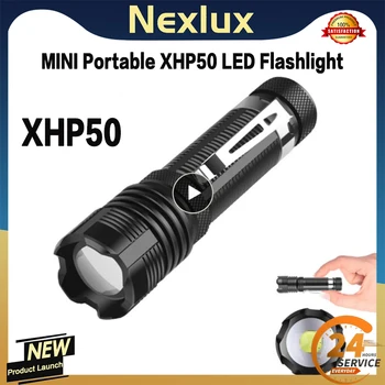 МИНИ Преносим led фенерче XHP50, метална скоба, алуминиев фенер, лампа за приключенски Къмпинг, водоустойчив фенер