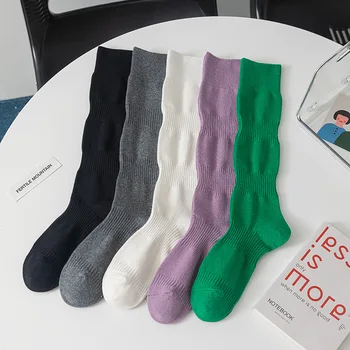 Дълги Дамски чорапи памучни обикновена топли чорапи от телешка кожа, дамски улични чорапи за момичета, ежедневни чорапи-фенери за отслабване, индивидуалност