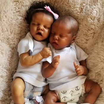 43 см Афроамериканская кукла-реборн Близнак, Готови Новородено черно момиче, Недоношенный дете, са подбрани художествена кукла, най-Добрият подарък за деца