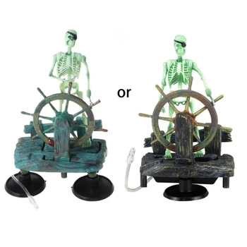 367A Аквариумный Скелет за Декорация Череп на Пиратски Капитан Аксесоари За Озеленяване