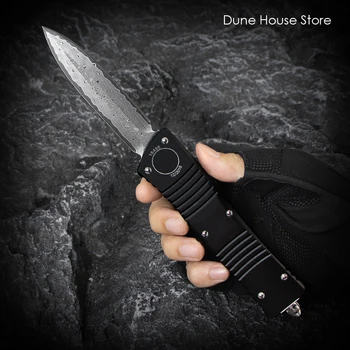 CT Нож с Дамасским Острие Editon Micro OTF Tech Knife Combat Troo D/E Don DE Blade EDC Джобни Ножове за Самозащита Зелен A11