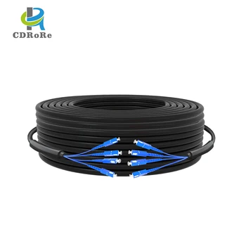 Външен брониран 4-жилен 20-метров оптичен кабел SM (конектори SC, LC, ФК, ST по избор), 1 бр./лот, черно PVC OS2 9/125 хм G. 652D