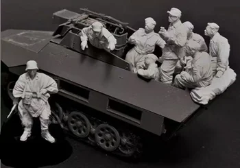 Комплект фигури от смола в мащаб 1/35, исторически военен танк, перевозящий войници, 11 В разглобено формата, неокрашенный Безплатна доставка