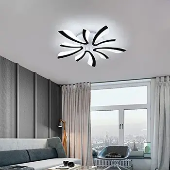 Модерен тавана лампа с дистанционно управление, наполовина вълни монтируемый Акрилни led тавана лампа за дневна, спалня, трапезария, антре (