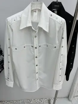TD9116 Модерен мъжки ризи 2023, френска реколта лека луксозна жаккардовая плиссированная риза с обемни флорални инкрустации