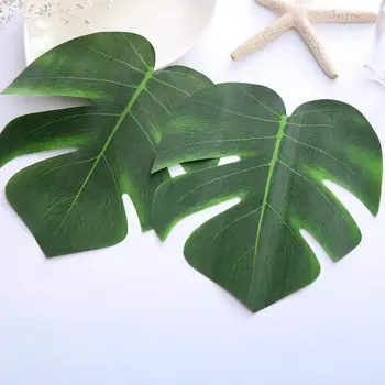 Неизискващ грижи изкуствено растение с ярко-зелени изкуствени листа, реалистичен реквизит за снимки за украса на домашно парти в хавайски стил