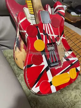 Уникална Електрическа китара Frankie в ивицата Edward Еди Van Halen Heavy Relic Heavy Реликва, червен рефлектор на светлината, тремоло Floyd Rose и стопорная гайка