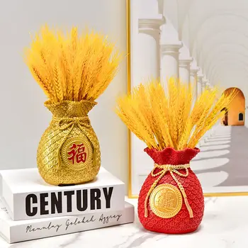 Естествени златни пшенични уши, с букет от сухи цветя, пасторальное украса на хола, цветен режим, реквизит за снимките
