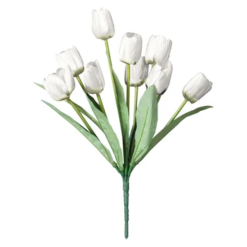 Фалшиви Лалета За Годеж, подарък за Допир, Букет Изкуствени цветя, 9 Пъпки, Украса на Сватбената маса, Украса на дома, градината