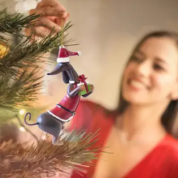 Коледен празничен декор, висулки във формата на елхи, Кученце дакел, 15 г, Коледно дърво, Окачена висулка, вечерни стоки за дома, прости