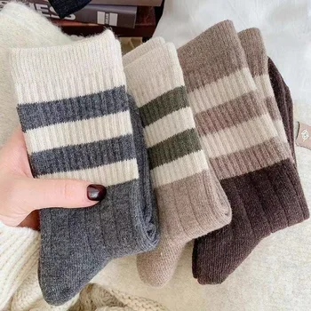 5 чифта шарени чорапи, детски универсални дебели чорапи със средна дължина, топли чорапи с дрямка