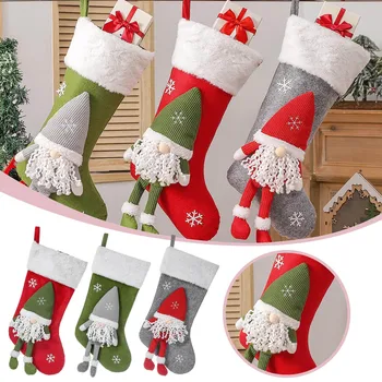 Коледни Чорапи за Подаръци пакети Цветни чанти Украса за Коледната Елха Чорапи за дома Хола Спални Празничен декор