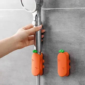 Лесен държач за накрайник за душ с оранжеви моркови, Многократно Държач за накрайник за душ, Сменяеми аксесоари за баня