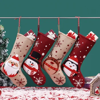 Коледни Чорапи, Забавен Дядо Коледа, Снежен Човек Чорапи С Принтом Пингвин Коледни Украси Коледна Окачване Декор Коледно Подарък Чорап Noel