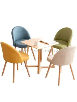 Скандинавски стол от масивно дърво, маса за хранене, стол, домашен модерен минималистичен мрежест червен стол за грим, стол с облегалка, студентски маса в общежитие, стол
