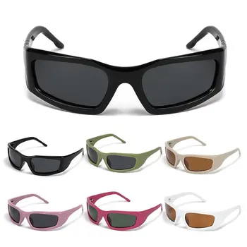 Нови Спортни слънчеви очила Y2K за жени с квадратни изпъкнали очи, мъжки слънчеви очила в стил пънк UV400 ярки нюанси, летни модни очила