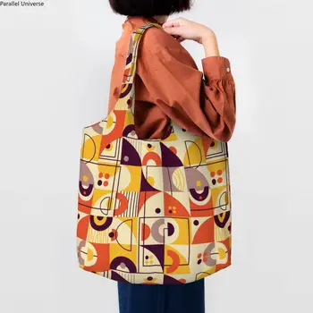 Цветен блок на Баухаус, Геометрична линия, Модерна чанта за пазаруване, Дамски Холщовая чанта за пазаруване, чанти голям капацитет