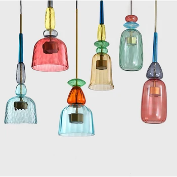 Модерните Цветни Led Висящи осветителни Тела за Украса на дома, Лампа за Дневна, Лампа за Спални, Вътрешна Стъклена Подвесная Лампа, Осветителни Тела