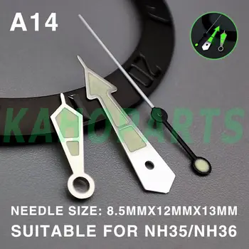 Зелените стрелки с остри 13 мм сребърен за часовници Miyota NH35/NH36/NH38