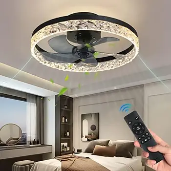 Модерен вентилатор на тавана, за скрит монтаж в помещение с подсветка, затемняемые нископрофилни вентилатори с дистанционно управление, Smart 3 Light Color Chan
