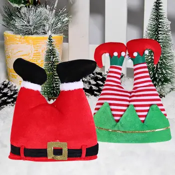 Филц плюшени Коледни шапки, подаръци, Коледни Панталони, Шапка на Елф-колокольчика, Празнична тема, Шарени шапки на Дядо Коледа, за Коледа