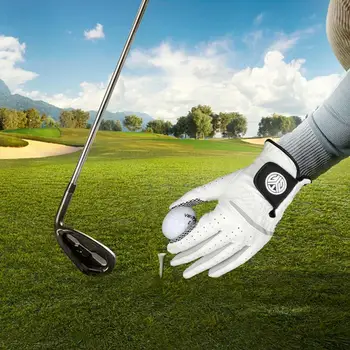 Ръкавици за голф PGM Мъжки за лявата ръка от естествена овча кожа, мини гранули с шариковым маркер, ръкавици за голф, аксесоари за голф